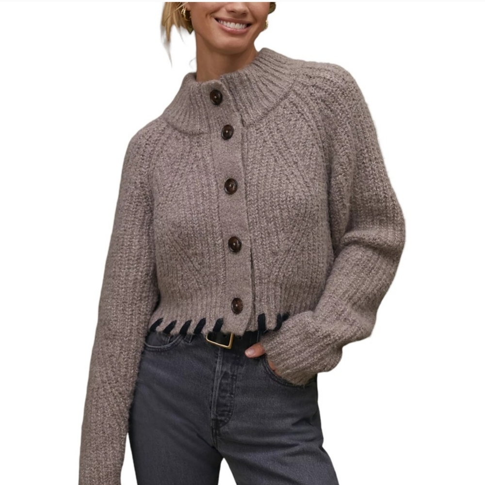 Anthropology Ribbed Cropped Cardigan